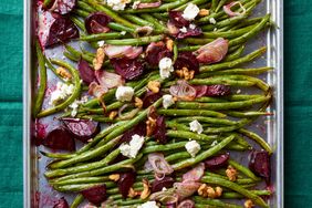 Roasted Green Beans with Beets, Feta, and Walnuts