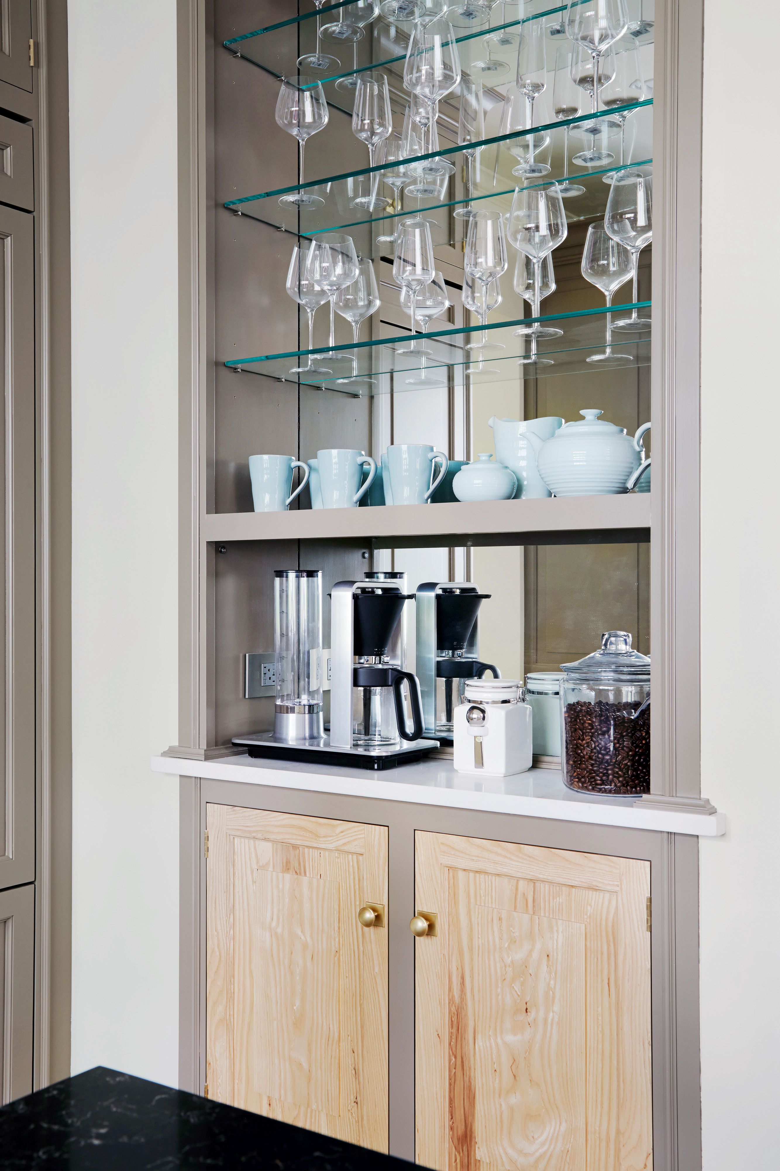 mirrored glass coffee nook