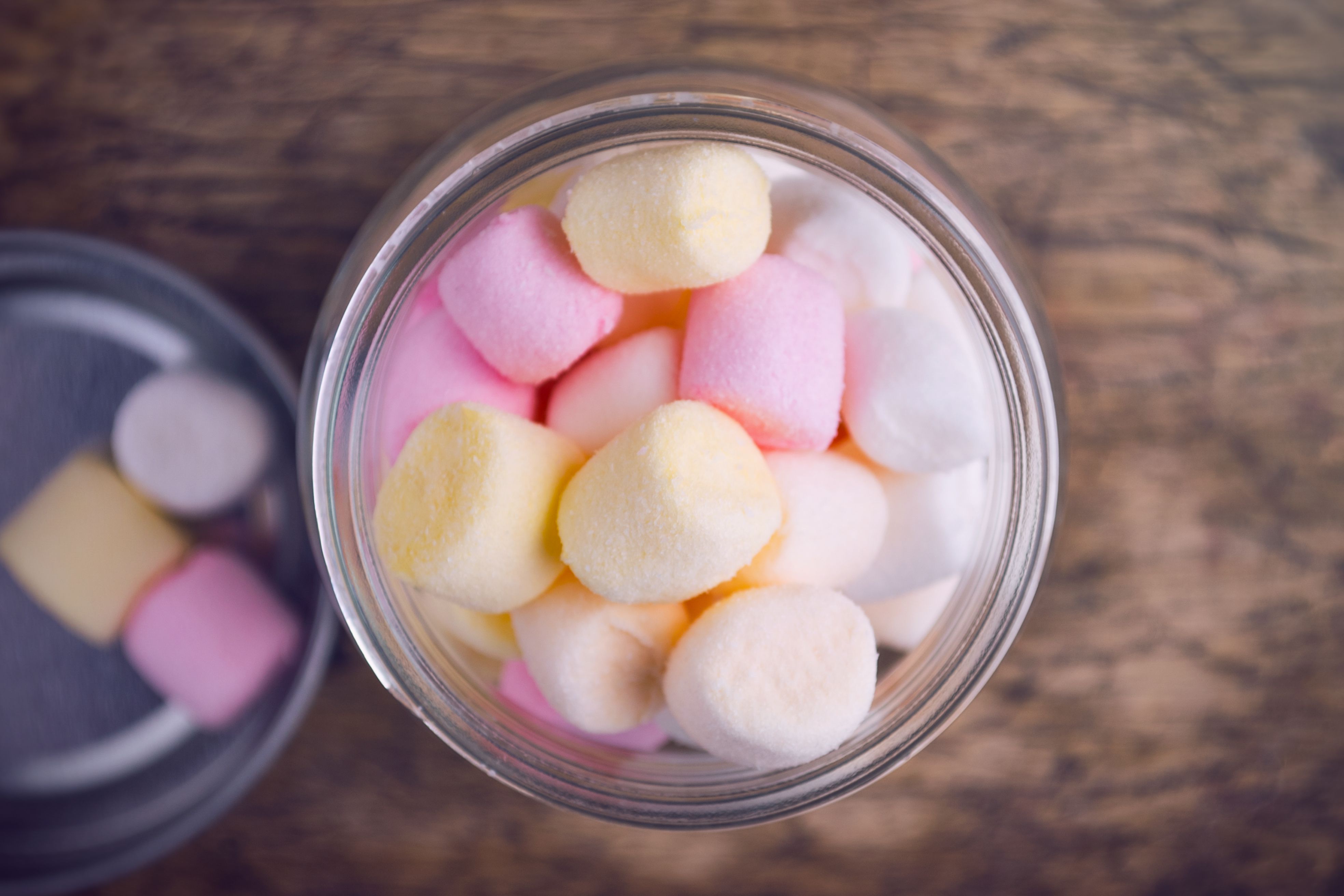 colorful marshmallows in jar