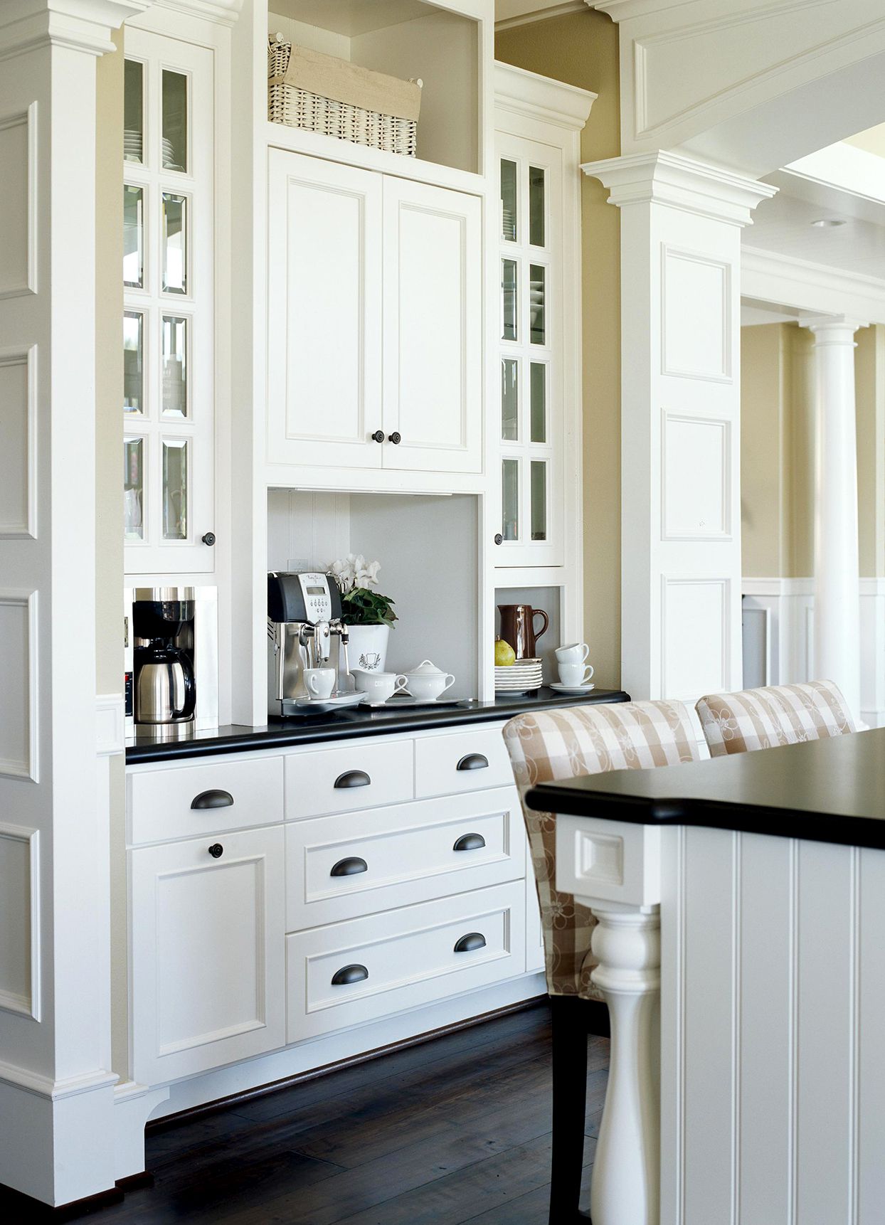 white hutch with coffee station