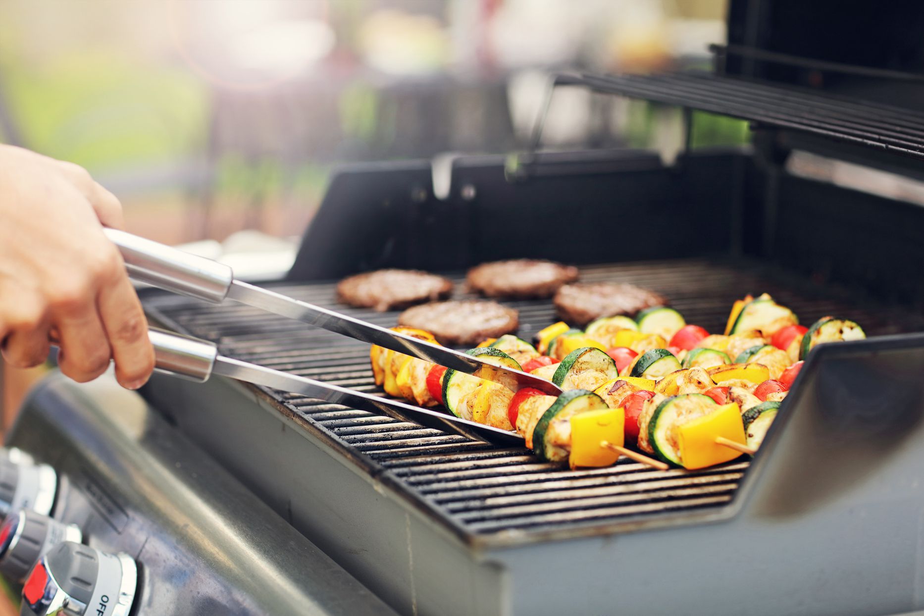 grilling veggies on a gas grill