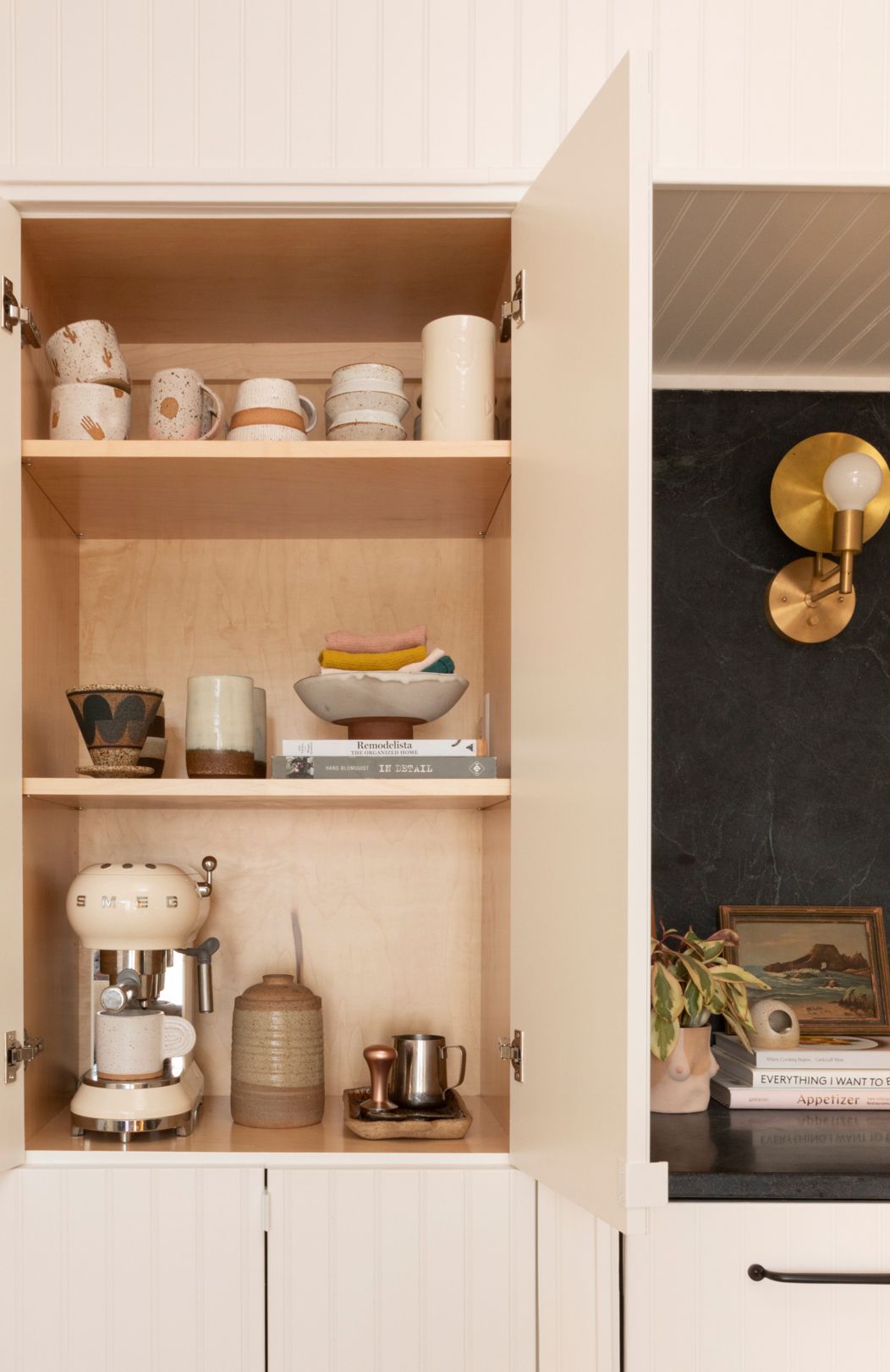 coffee bar in cabinet