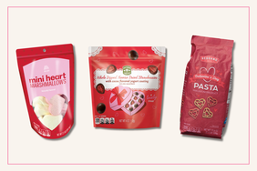 ALDI heart marshmallows, freeze-dried strawberries, and heart pasta