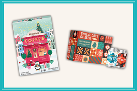 Barissimo Coffee Advent Calendar and a Twelve Days of Beer gift set displayed side by side festive packaging visible