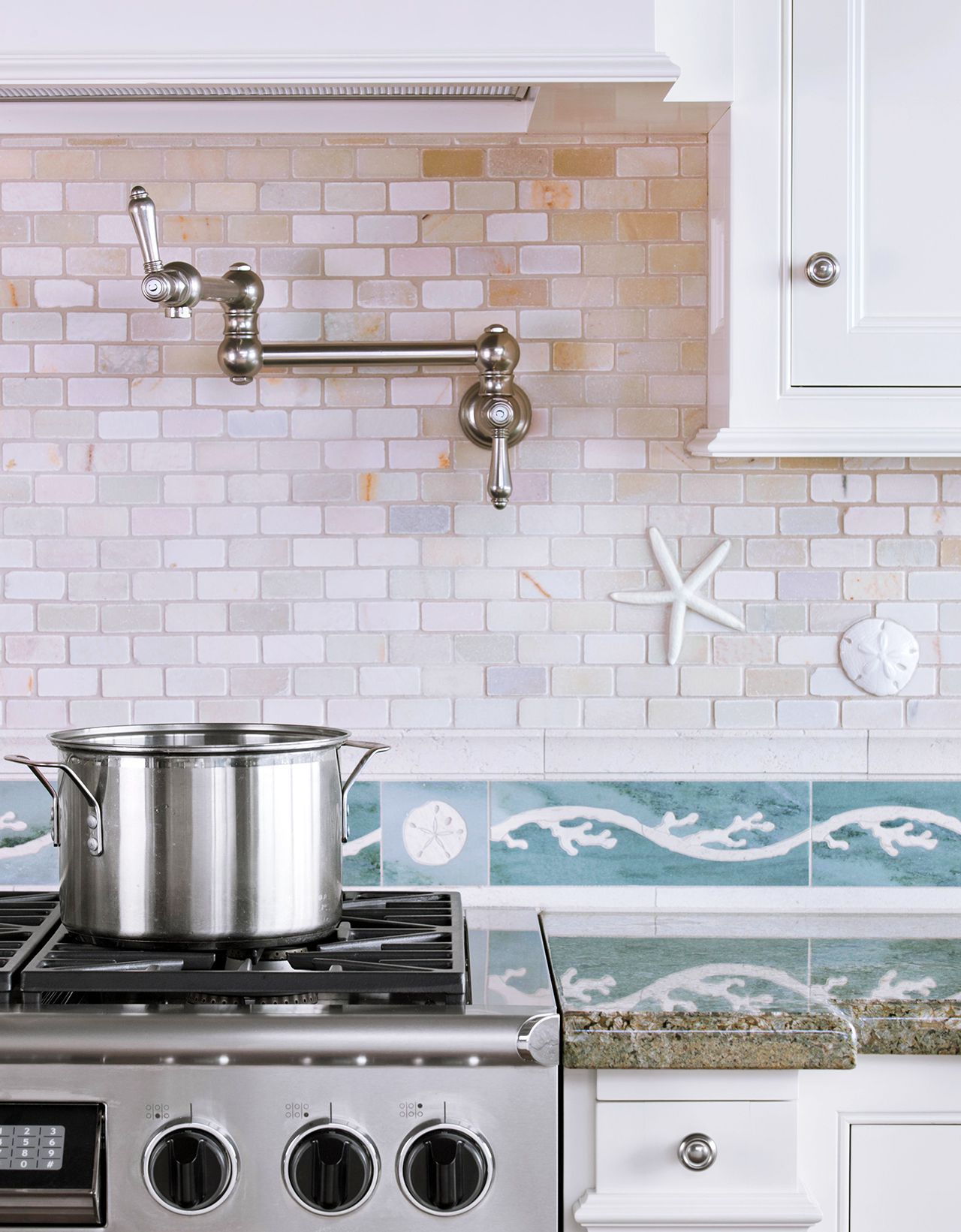 quartz subway tile backsplash