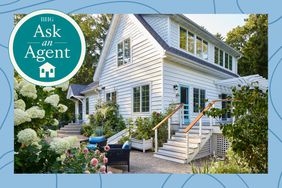 Ask an Agent image treatment with logo and blue swirly recirc