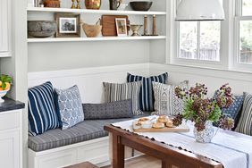 kitchen banquette seating built-in shelves