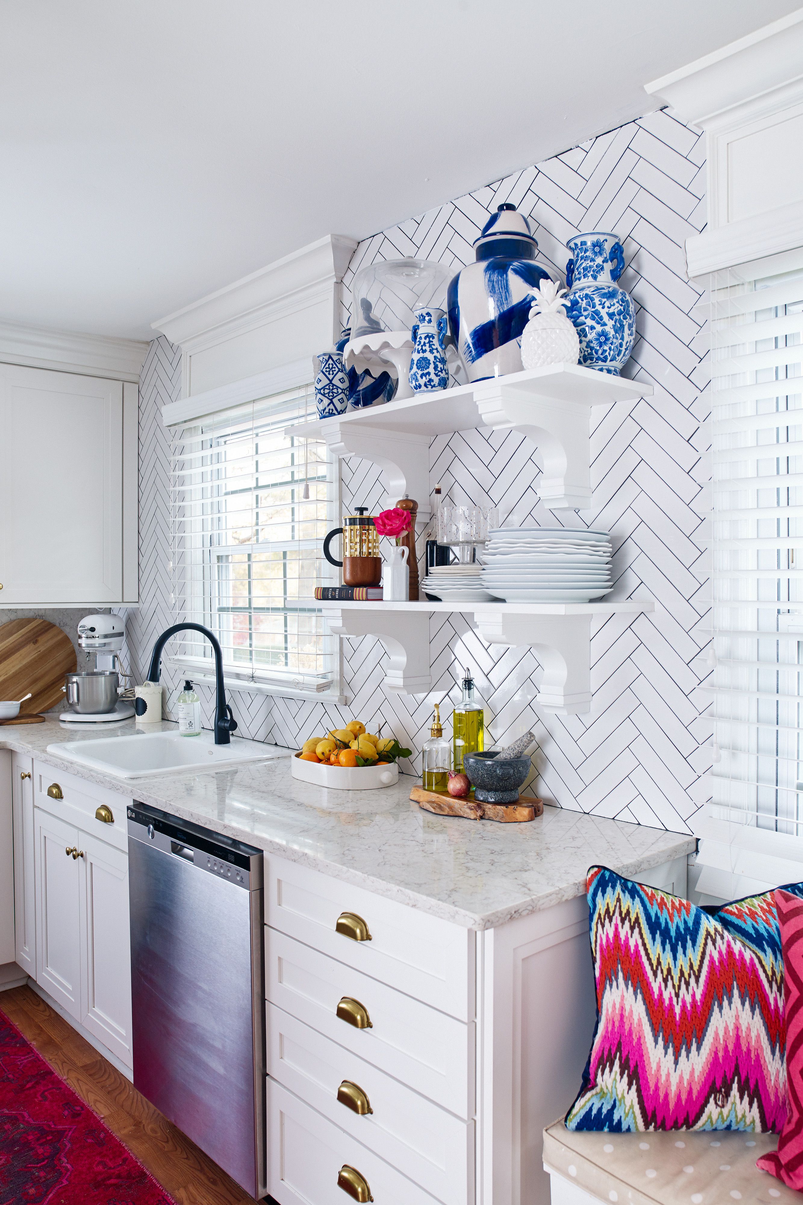 herringbone backsplash