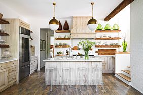 white rustic kitchen island