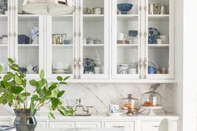 white kitchen cabinets with glass fronts