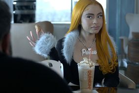 Ice Spice drinking Ice Spice Munchkin Dunkin' Drink, holding Munchkin donut