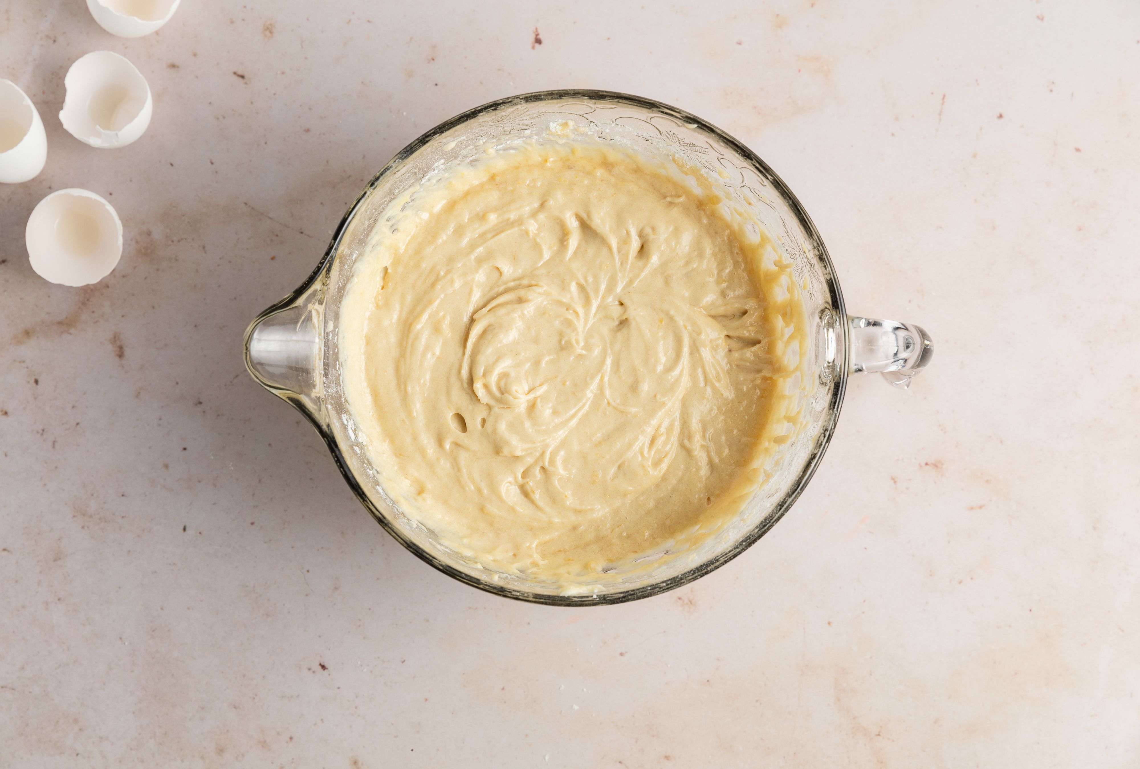 adding in eggs and flour 